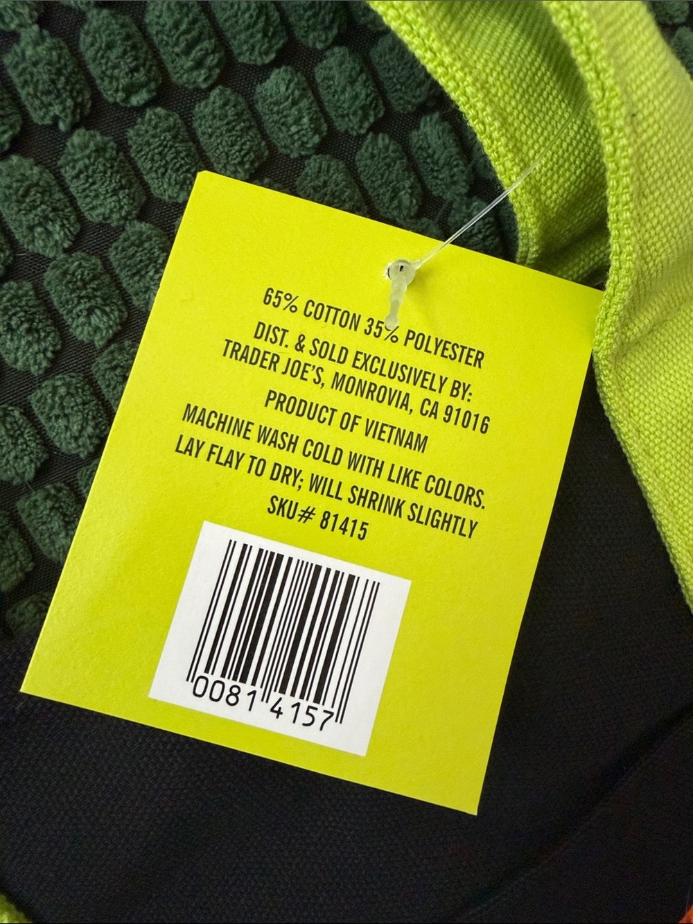Trader Joe’s Trick or Treat Canvas Tote Bag in Purple, Black, Green, & Orange - Picture 2 of 7